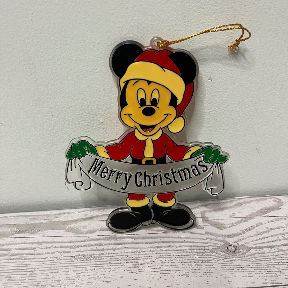 Vintage Disney Mickey Mouse " Merry Christmas" Resin Hanging Ornament